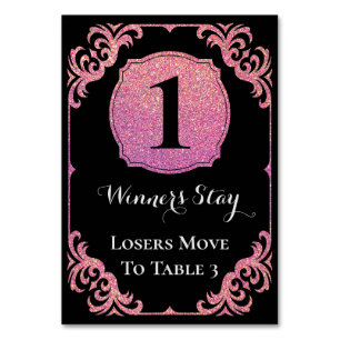 Bunco Bord Card Elegant Rosa Glitter 1 Bordsnummer