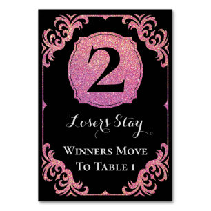 Bunco Bord Card Elegant Rosa Glitter 2 Bordsnummer