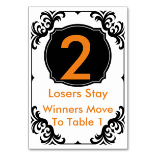 Bunco Bord Card-orange och svart - #2 Bordsnummer