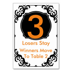 Bunco Bord Card-orange och svart - #3 Bordsnummer