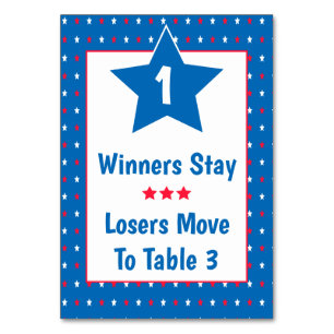 Bunco Bord Card - Patriotic Julrött, vitt och blåt Bordsnummer