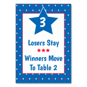 Bunco Bord Card - Patriotic Red, White & Blue #3 Bordsnummer
