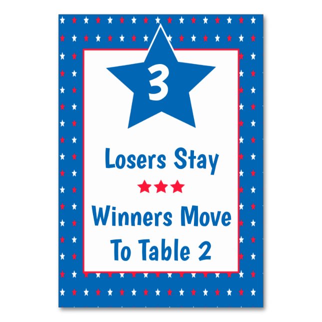 Bunco Bord Card - Patriotic Red, White & Blue #3 Bordsnummer (Baksidan)