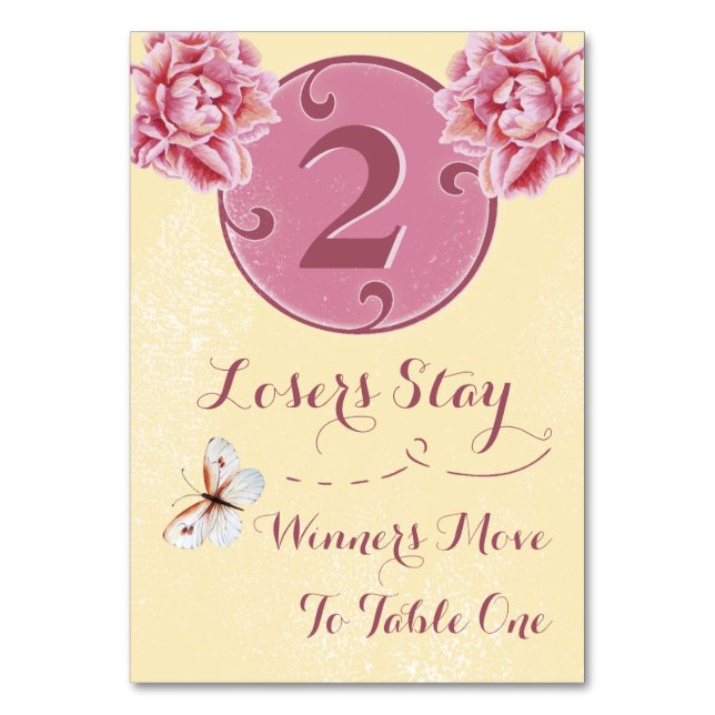 Bunco Bord Card - Rosa Peony #2 Bordsnummer (Framsidan)