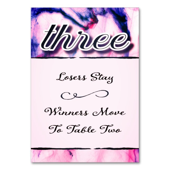 Bunco Bord Card Watercolor Tre Bordsnummer (Framsidan)