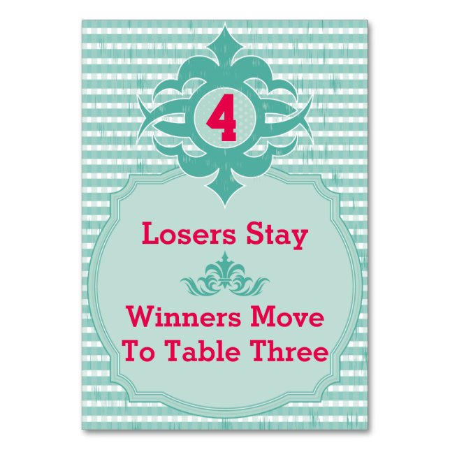 Bunco Bord-kort - ingångsnr 4 Bordsnummer (Framsidan)