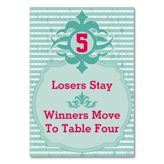 Bunco Bord-kort - ingångsnr 5 Bordsnummer (Framsidan)