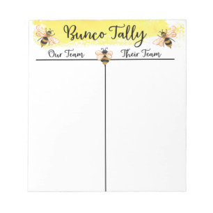 Bunco Bord Tally Score Lakan Bee Anteckningsblock