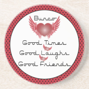 Bunco - Bra Times, Laughs, Friends - Retro Heart Underlägg Sandsten