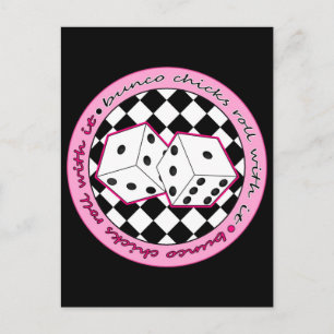Bunco Chicks Roll with it - Rosa Vykort