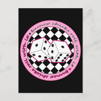 Bunco Chicks Roll with it - Rosa Vykort