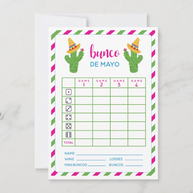 Bunco De Mayo May Cinco De Mayo Bunco Card Inbjudningar (Framsida)