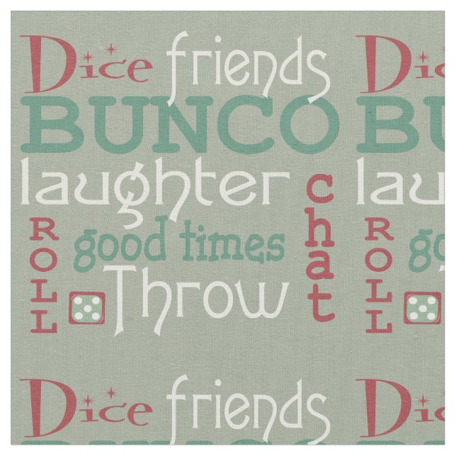 Bunco Dice Friends Red,Grönt,White Tyg (Närbild)