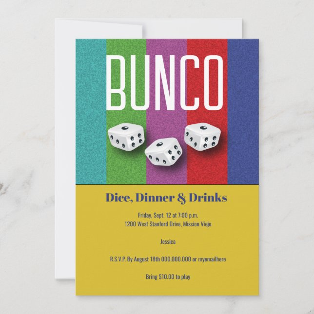 Bunco Dice Retro Party Inbjudningar (Framsida)