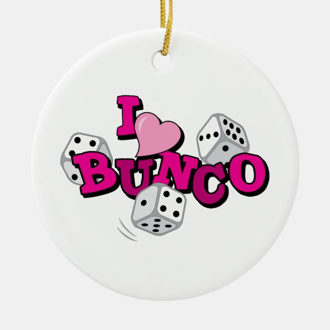 Bunco Dice-spel Julgransprydnad Keramik (Framsidan)