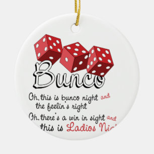 Bunco Dice-spel Julgransprydnad Keramik