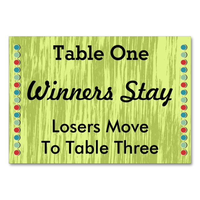 Bunco Dots-Bordsnummer-kort nr 1 Bordsnummer (Framsidan)