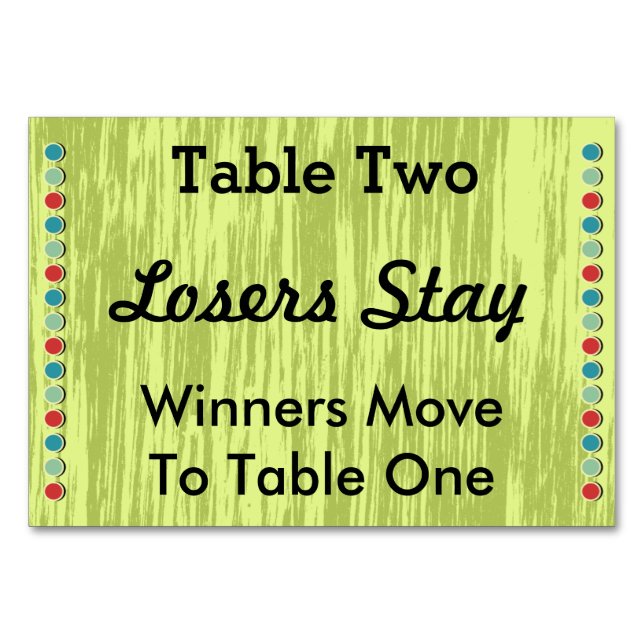 Bunco Dots-Bordsnummer-kort nr 2 Bordsnummer (Framsidan)