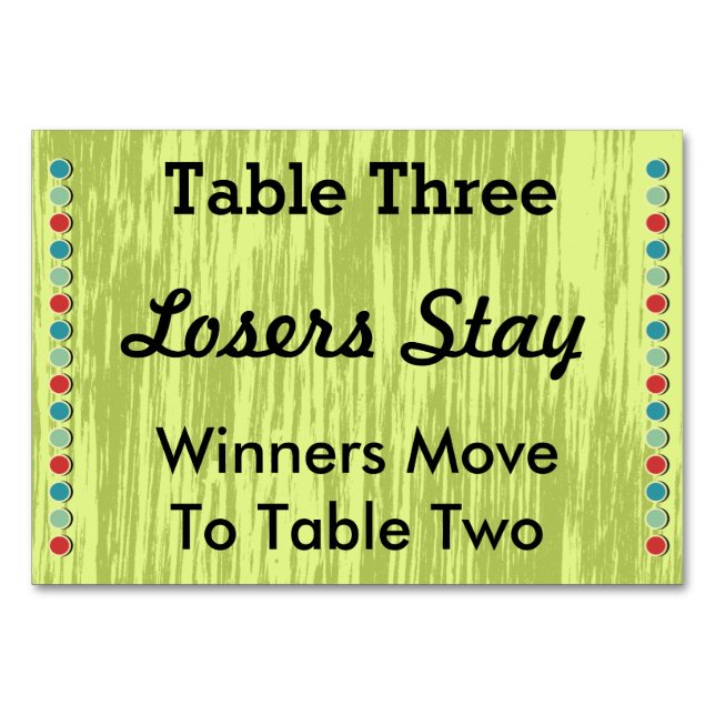 Bunco Dots-Bordsnummer-kort nr 3 Bordsnummer (Framsidan)