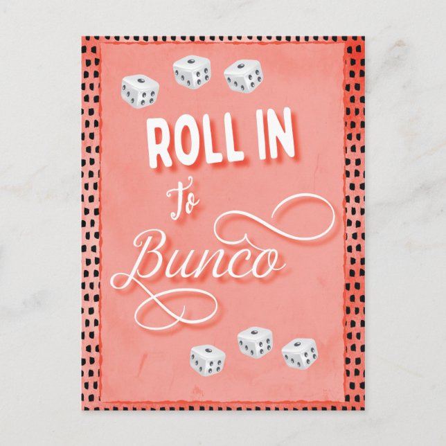 Bunco eller Bunco Dice Game Natt Party-inbjudan Vykort (Framsida)