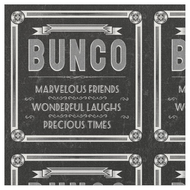 Bunco Fabric - Vintage Typografi Tyg (Närbild)
