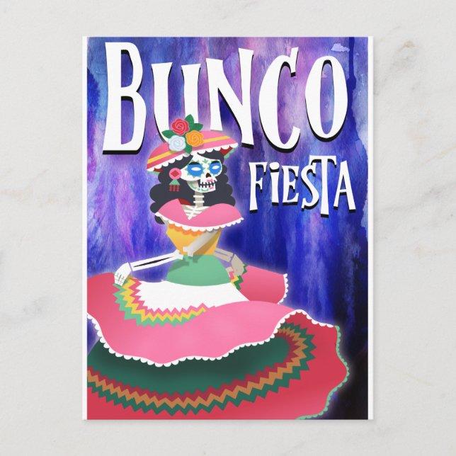 Bunco Fiesta-inbjudan Dag för döda Vykort (Framsida)