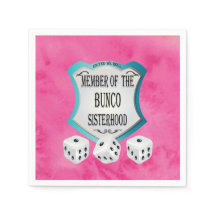 Bunco Fundraiser Söt Rosa Dice Party Napkins