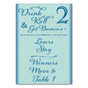 Bunco Funny Drink & Roll Bord-kort nr 2 av 4 Bordsnummer