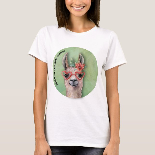 Bunco Funny No Prob Llamas Game Natt T Shirt (Framsida)