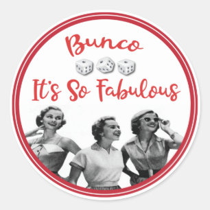 Bunco Funny Retro Dam Players Runt Klistermärke