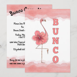 Bunco Game Girls Night Out Tropical Rosa Flamingo Inbjudningar