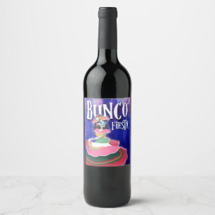 Bunco Game Night Roligt Day of the dead Fiesta Par Vinflaska Etikett