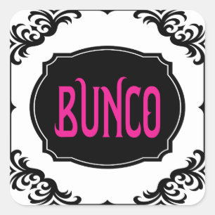 Bunco Game Night Rosa Modern djold Fyrkantigt Klistermärke