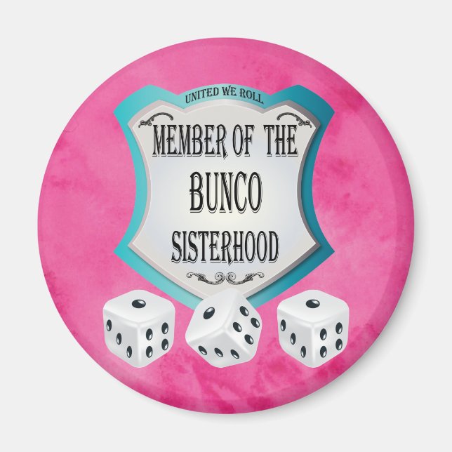 Bunco Go Rosa - United we Roll Dice Magnet (Framsidan)
