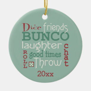 Bunco god julvänner julgransprydnad keramik