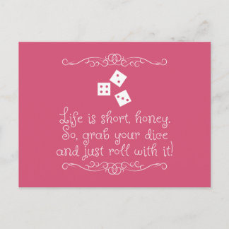 Bunco hälsningkort - liv är kort, honey. vykort