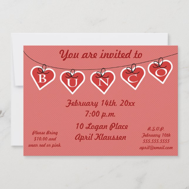 Bunco Heart Banner-inbjudan Inbjudningar (Framsida)