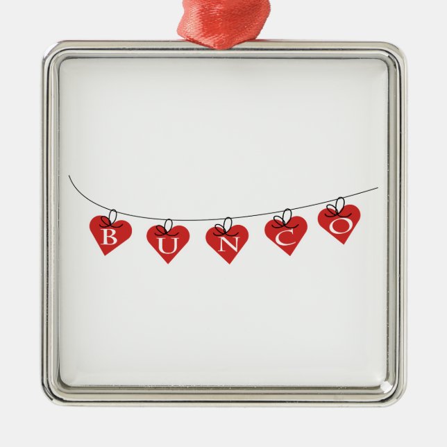Bunco Heart Banner Julgransprydnad Metall (Framsidan)