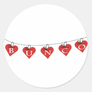 Bunco Heart Banner Runt Klistermärke