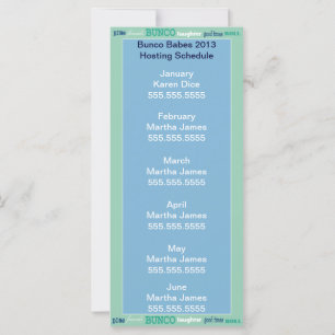 Bunco Hosting Schedule, Calendar eller Roster