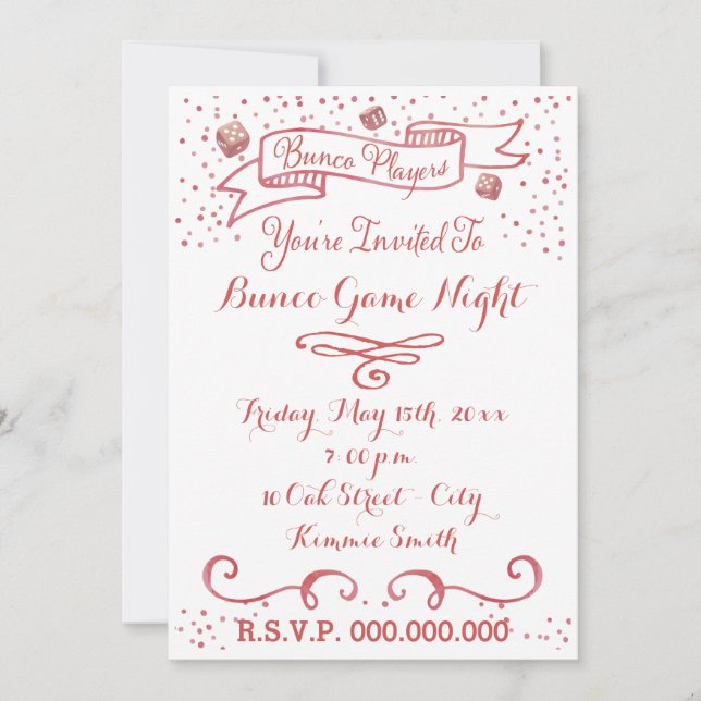 Bunco Inbjudan - Ribbon and Dice (Framsida)