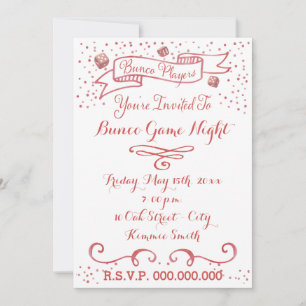 Bunco Inbjudan - Ribbon and Dice