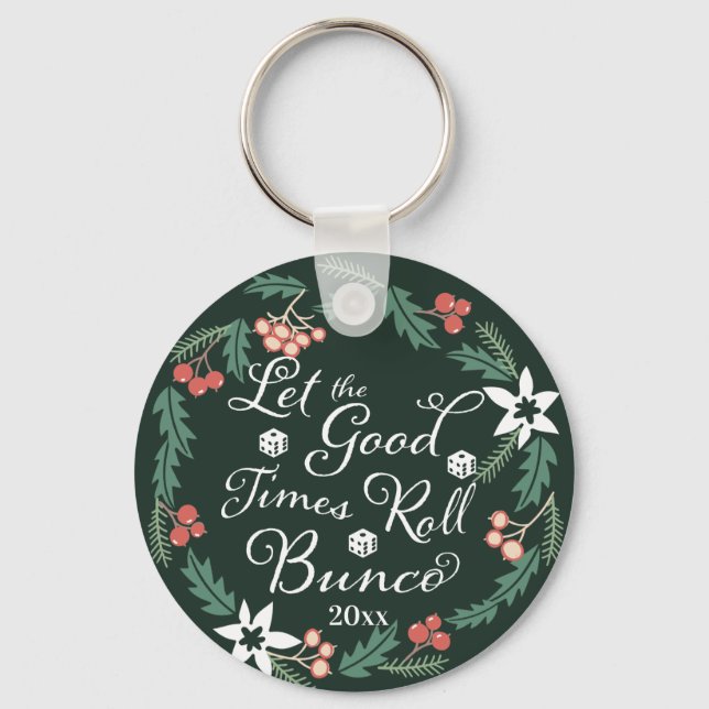 Bunco-jul Helgdag Dice Flowers Nyckelring (Framsida)