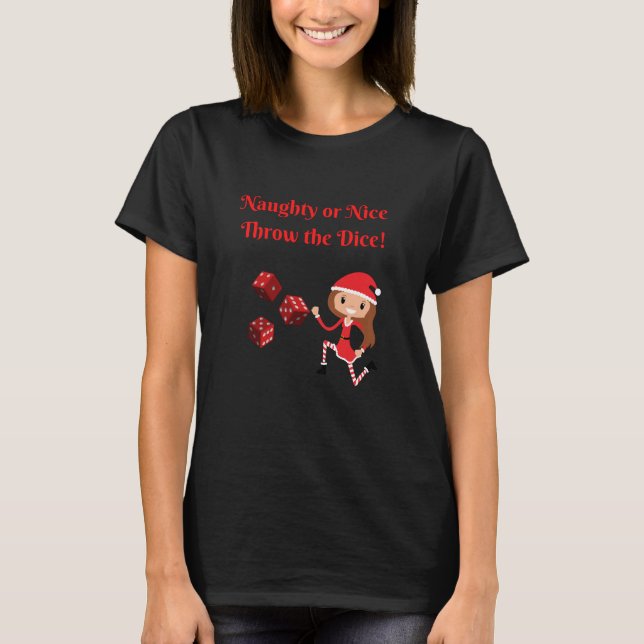 Bunco Jul Naughty eller Nice Throw Dice T Shirt (Framsida)