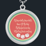 bunco klockor necklace silverpläterat halsband<br><div class="desc">Den här färgadens grafikdesign kan hänföras till "Jingle Klockor" Gör en underbar gåva eller ett pris för bunkospelaren i ditt liv.</div>