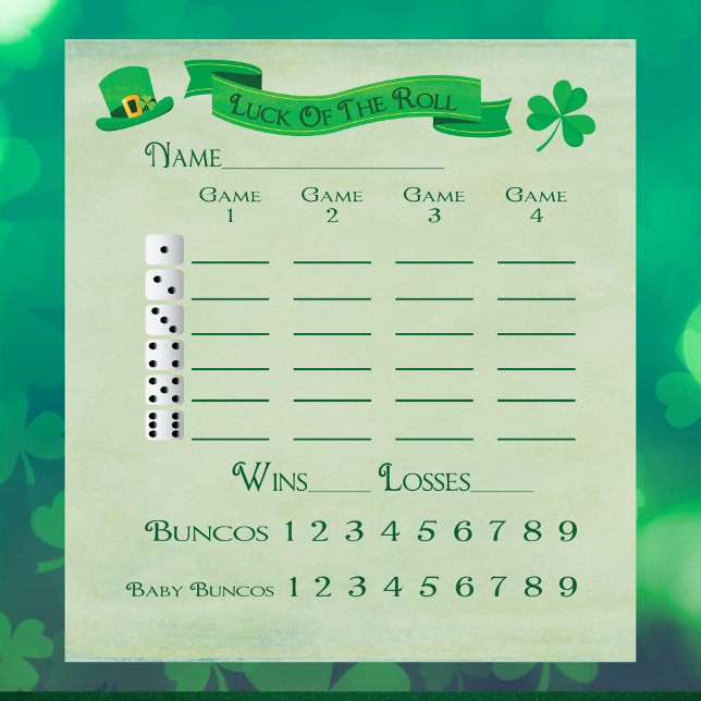 Bunco Lucky Roll Score Pad March Saint patrick Anteckningsblock (Skapare uppladdad)