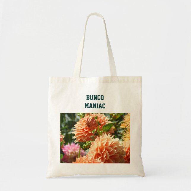 Bunco Maniac Tote bags Dahlia Flowers Blommigtar Tygkasse (Framsidan)