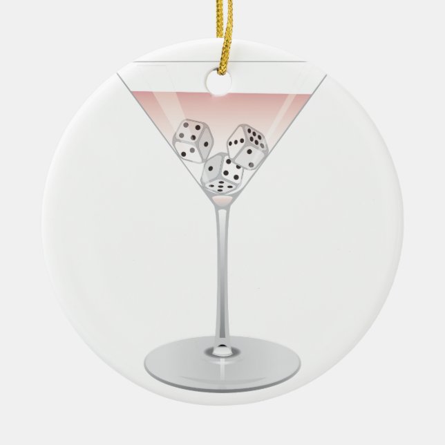 Bunco Martini Cocktail Julgransprydnad Keramik (Framsidan)