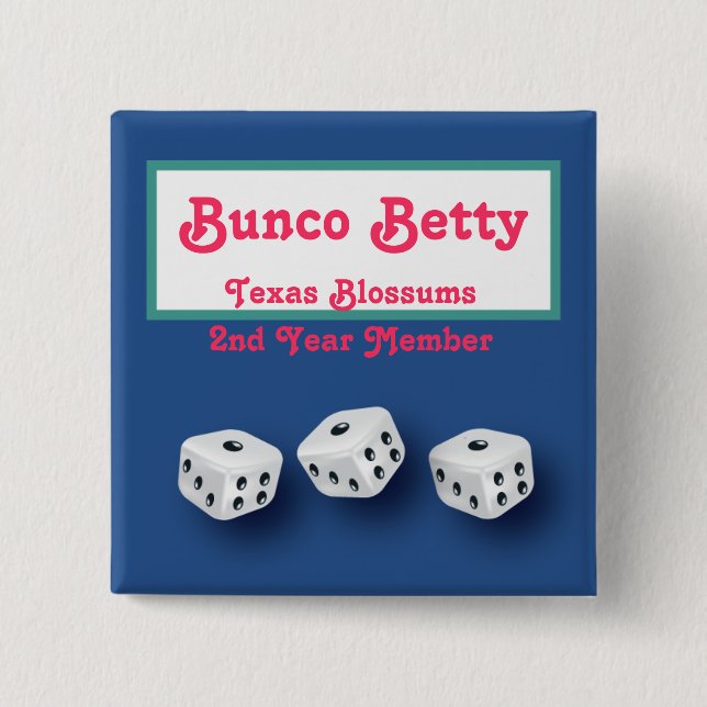 Bunco namn bricka knapp (Framsida)