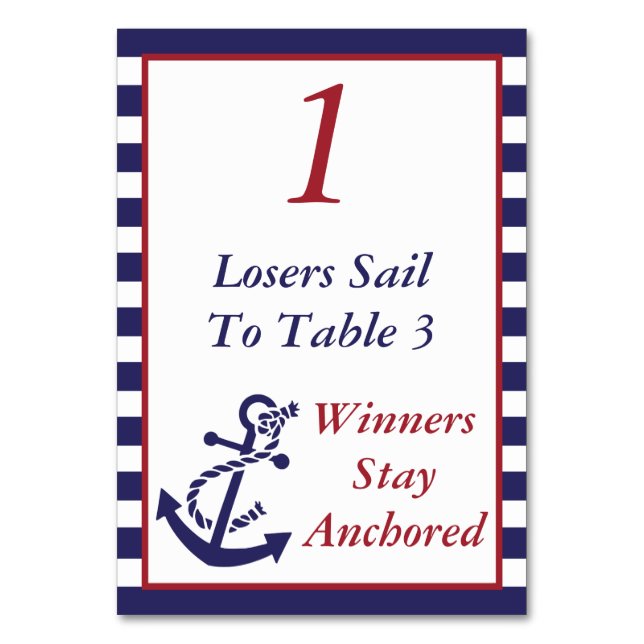 Bunco Nautical Anchor Theme #1 Bordsnummer (Framsidan)